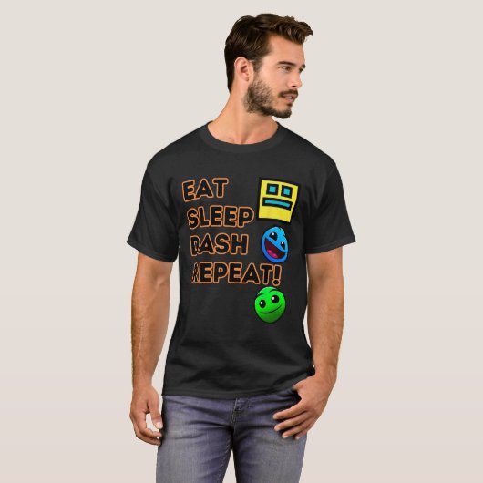 Eat Sleep Dash Repeat Video Game Geometry Video Ga Tシャツ (正面フル)