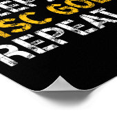 Eat Sleep Disc Golf Repeat ディスクゴルフプレーヤー おもしろい ポスター (角)