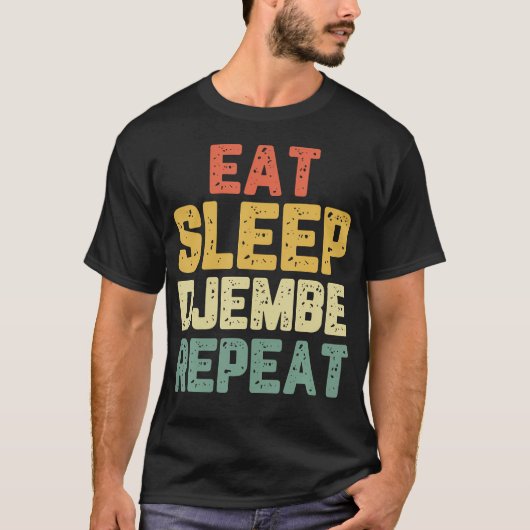 Eat Sleep Djembe Repeat 電気技師 ヴィンテージ Tシャツ (正面)
