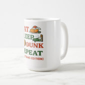 Eat Sleep Dunk Repeat - おもしろバスケットボール クリスマス コーヒーマグカップ (正面右)