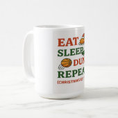 Eat Sleep Dunk Repeat - おもしろバスケットボール クリスマス コーヒーマグカップ (正面左)