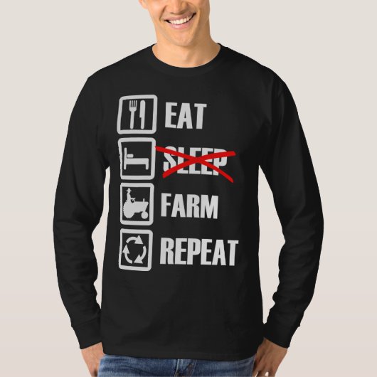 Eat Sleep Farm Repeat Tシャツ (正面)