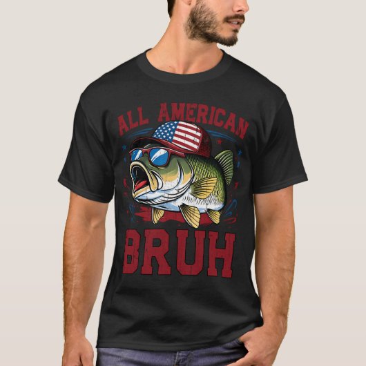 Eat Sleep Fish Repeat - 釣り好きのための面白いデザイン Tシャツ (正面)