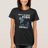 Eat Sleep Fish Repeat   Bass Fishing Tシャツ (正面)