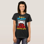 Eat Sleep Fix Cars Repeat Car Guy Tuner Garage Mec Tシャツ (正面フル)