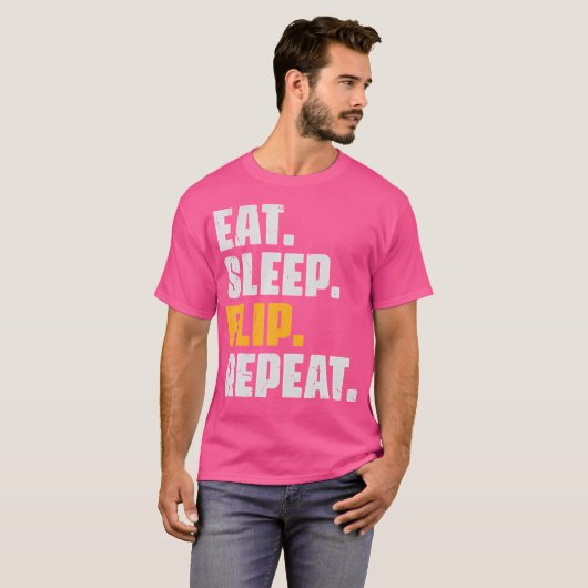 Eat Sleep Flip Repeat - Funny Gymnastics Parkour F Tシャツ (正面フル)