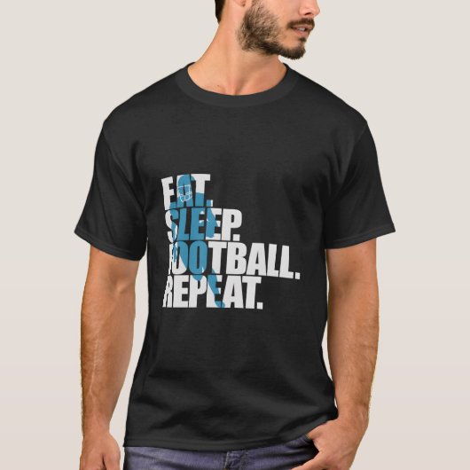 Eat Sleep Football Repeat Sports Tシャツ (正面)