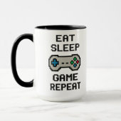 Eat Sleep Game Repeat - ゲーマーピクセルアートマグ マグカップ (左)