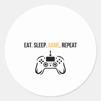 Eat Sleep Game Repeat コントローラーステッカー - ジョークギフト ラウンドシール