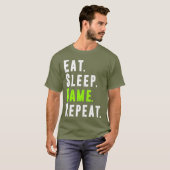 Eat Sleep Game Repeat ビデオコンピュータゲーム Tシャツ (正面フル)