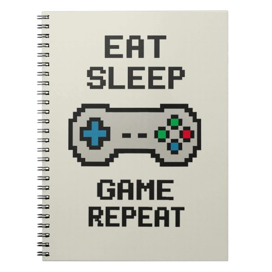 Eat Sleep Game Repeat – ピクセルゲーマー・ノート ノートブック (正面)