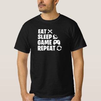 Eat Sleep Game Repeat Funny Gamer Quote Tシャツ