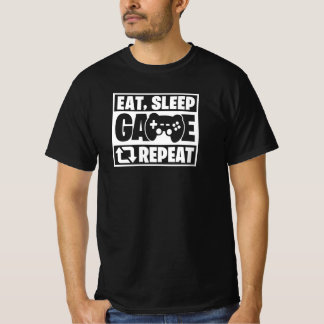 Eat Sleep Game Repeat Funny Gamer Quote Tシャツ