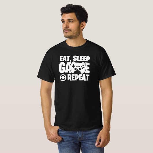 Eat Sleep Game Repeat Funny Gamer Quote Tシャツ (正面フル)