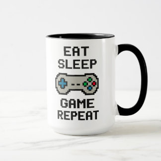 Eat Sleep Game Repeat – Gamer Pixel Art Mug マグカップ