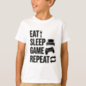Eat Sleep Game Repeat Gaming Tシャツ (正面)