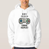Eat Sleep Game Repeat Hoodie – Retro Pixel Gamer パーカ (正面)