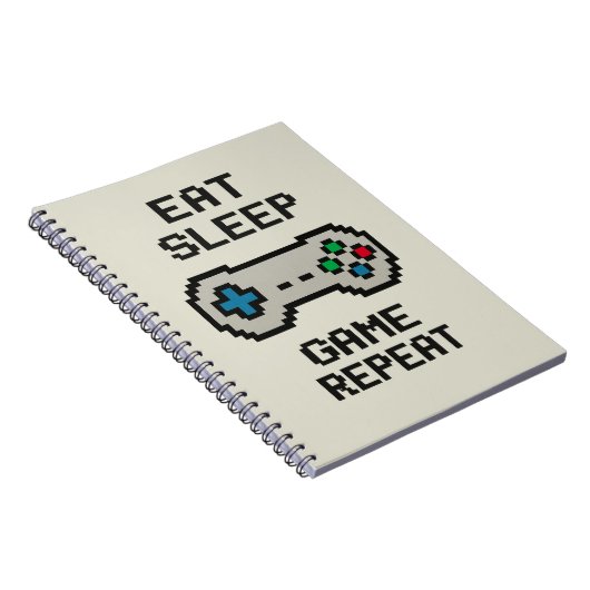 Eat Sleep Game Repeat – Pixel Gamer Notebook ノートブック (右側)