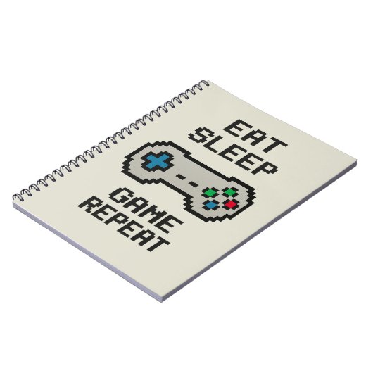 Eat Sleep Game Repeat – Pixel Gamer Notebook ノートブック (左側)