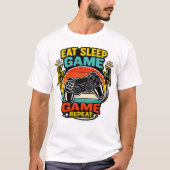 Eat Sleep Game Repeat Retro Controller Tシャツ (正面)