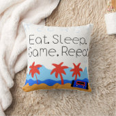 "Eat. Sleep. Game. Repeat." Retro Gaming クッション (ブランケット)