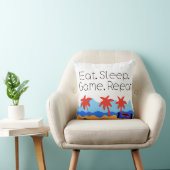 "Eat. Sleep. Game. Repeat." Retro Gaming クッション (椅子)