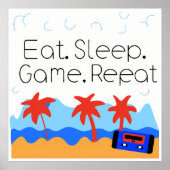 "Eat. Sleep. Game. Repeat." Retro Gaming ポスター (正面)