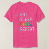 Eat Sleep Game Repeat RGB Effect for Video Games Tシャツ (デザイン正面)