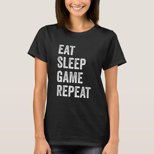 Eat Sleep Game Repeat  Video Games Gaming Men Boys Tシャツ (正面)