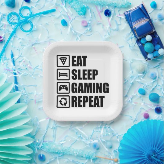 Eat Sleep Gaming Repeat - Cadeau Parfait pour Game ペーパープレート (パーティー)