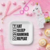 Eat Sleep Gaming Repeat - Cadeau Parfait pour Game ペーパープレート (パーティー)
