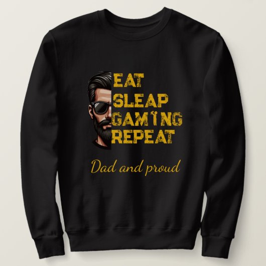 Eat Sleep Gaming Repeat Cool Gamer Art T-Shirt スウェットシャツ (デザイン正面)