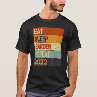 Eat Sleep Garden Repeat ビンテージ レトロ な色付け ガーデン Tシャツ