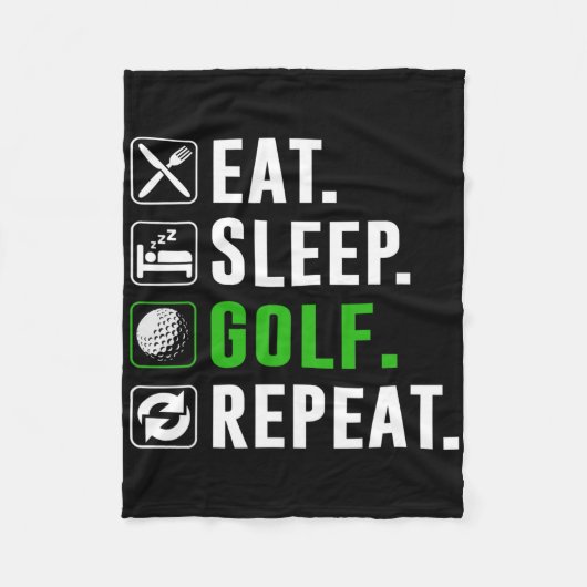 Eat Sleep Golf Repeat Funny Golfing Golfer Golfing フリースブランケット (正面)