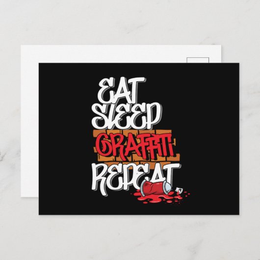 Eat Sleep Graffiti Repeat Spray Paintings ポストカード (正面/裏面)