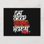 Eat Sleep Graffiti Repeat Spray Paintings ポストカード (正面)