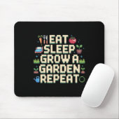 Eat Sleep Grow A Garden Repeat ガーデニング ゲーム ゲーム マウスパッド (マウス)