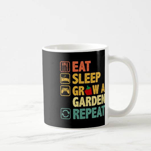 Eat Sleep Grow A Garden Repeat Funny Game Gamer  コーヒーマグカップ (右)