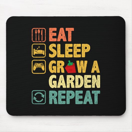 Eat Sleep Grow A Garden Repeat Funny Game Gamer  マウスパッド (正面)