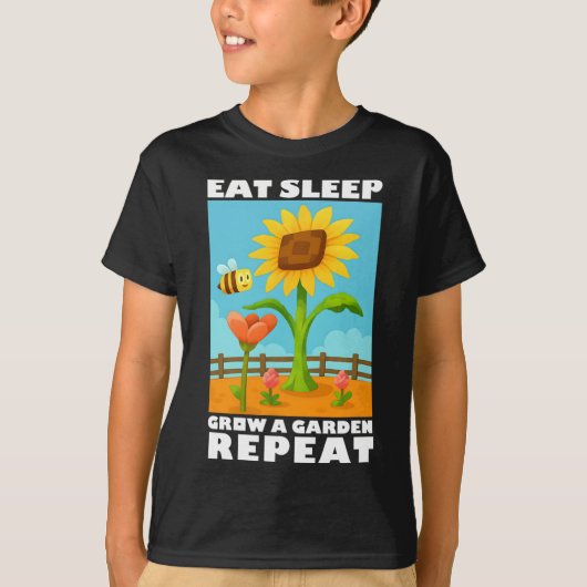 Eat Sleep Grow A Garden Repeat Gamer Style  Tシャツ (正面)