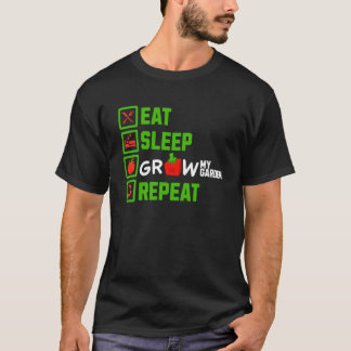 EAT Sleep Grow My Garden Repeat Boys Girls Gamer G Tシャツ