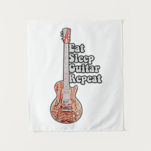 Eat sleep guitar repeat. やる気を起こさせる言葉 タペストリー (正面)