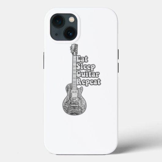 Eat sleep guitar repeat. ビンテージ 黒 白 Case-Mate iPhoneケース (裏面)