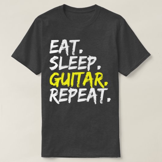 Eat Sleep Guitar Repeat guitar player electric gui Tシャツ (デザイン正面)