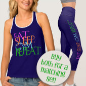 Eat. Sleep. Gym. Repeat. 女性のエクササイズ カプリレギンス