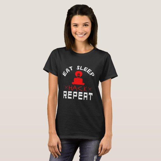 Eat sleep Hack repeat Tシャツ (正面フル)