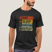 Eat Sleep Handstand Repeat Retro 60s 70s Yoga Tシャツ (正面)