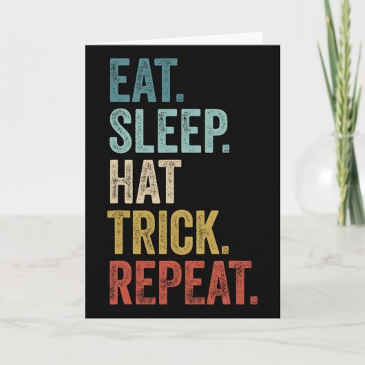 Eat Sleep Hat Trick Repeat サッカー アイスホッケー カード (正面)