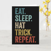 Eat Sleep Hat Trick Repeat サッカー アイスホッケー カード (黄色い花)