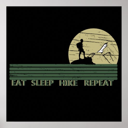 eat sleep hike repeat ハイキング 野山 ポスター (正面)